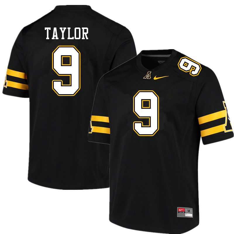 Men #9 Demetrius Taylor Appalachian State Mountaineers College Football Jerseys Sale-Black